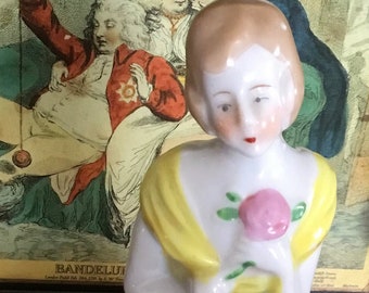 Vintage Porcelain Half Doll Table Crumb Brush