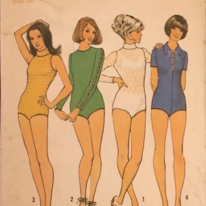1972 Simplicity Misses’ Set of Body-Suits (Designed for Knit Fabrics Only) Sewing Pattern no.5023  - Size 14 | Bust 36”