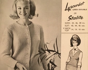Vintage Twilley’s “Cotton Trio “ Jacket, Sleeveless Top and Skirt Knitting Pattern no. 603 - Bust 34”-36”-38” / Waist 24”-26”-28”