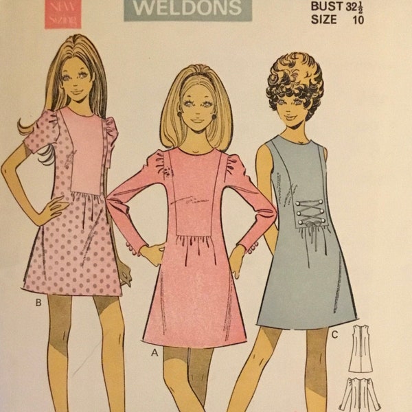 Vintage le-roy Weldons Dress Sewing Pattern no. 9113 - Size 10 / Bust 32 1/2”