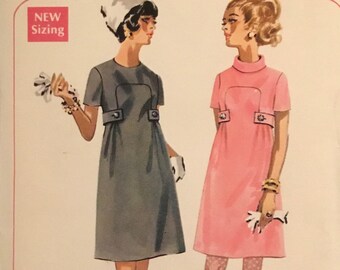 Original Vintage 1960s Butterick Jacket /& Shift Dress Pattern 5414 Size 22-12 Bust 45 Factory Folded Complete w Instructions