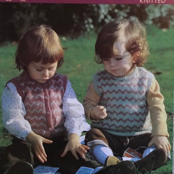 Vintage Twilley’s Knitted Child’s Waistcoat and Tank Top Knitting Pattern no. 6404 / Chest 22”-32”