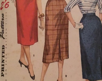 1955 Simplicity Misses’ One-Yard Skirt Sewing Pattern no. 1345 - Waist 25” | Hip 34”