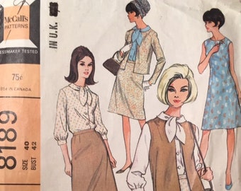 Vintage 1966 McCalls Sewing Pattern 8189 - Size 40 / Bust 42”