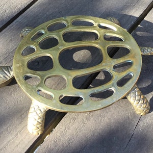 Vintage Brass Turtle Tortoise Trivet