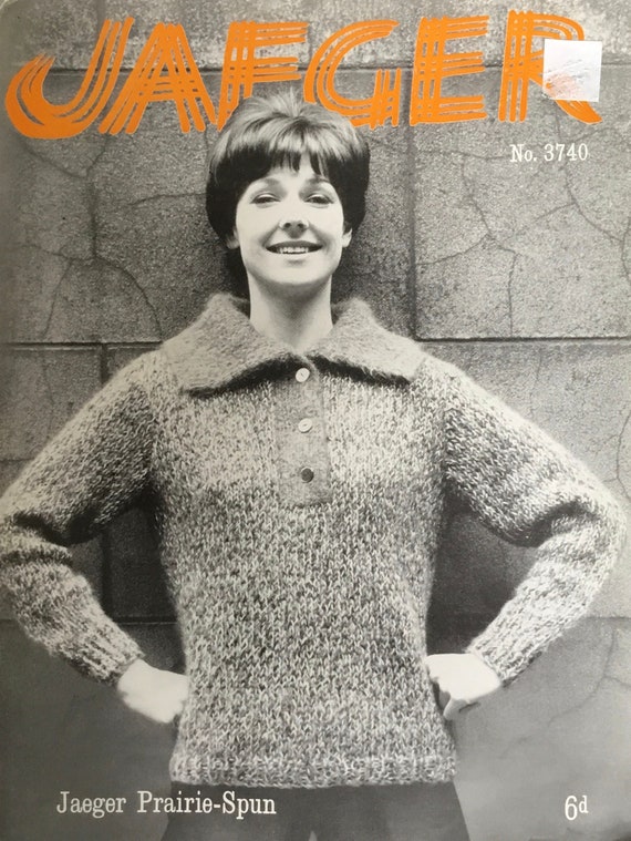 Vintage Jaeger Sweater Knitting Pattern no.3740 Bust 34 36 38