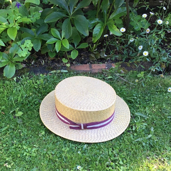 Straw Boater Hat Etsy