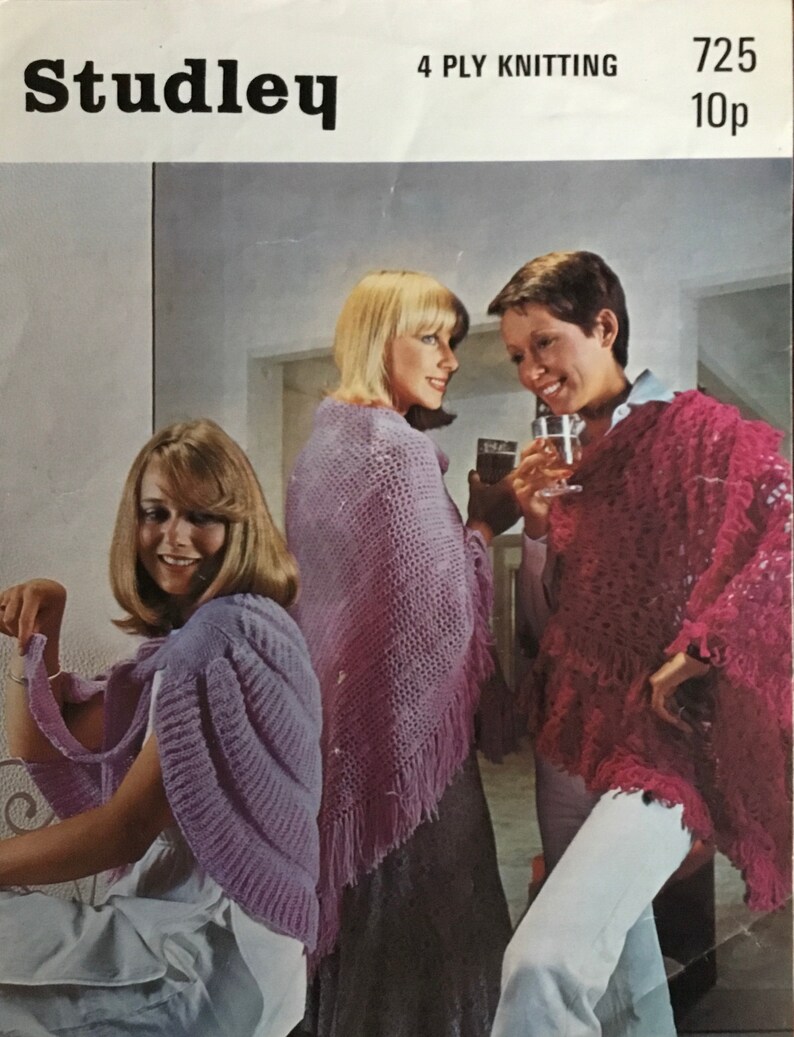 Vintage Studley Shawl Knitting and Crochet Pattern no. 725 image 1