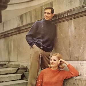 Patons & Baldwins Round or Polo Neck Sweater with Raglan Sleeves Knitting Pattern no. 9167 - To Fit Chest / Bust 34”-36”-38”-40”-42”-44”