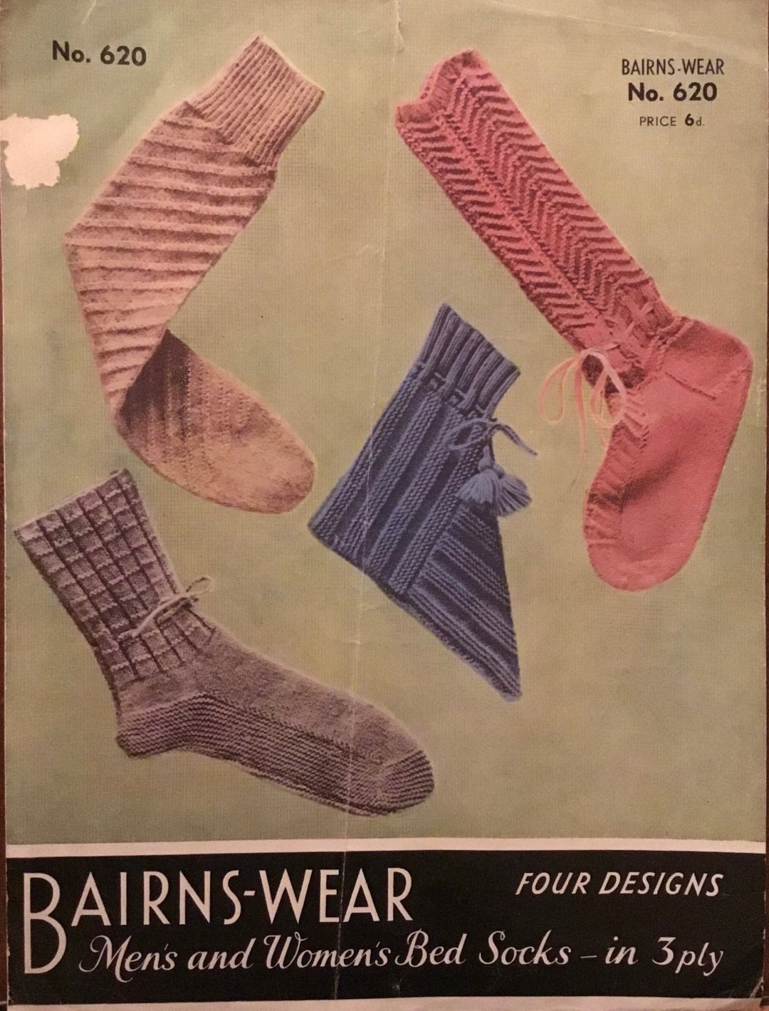 Bairnswear Mens and Womens Bed Socks Knitting Pattern Etsy