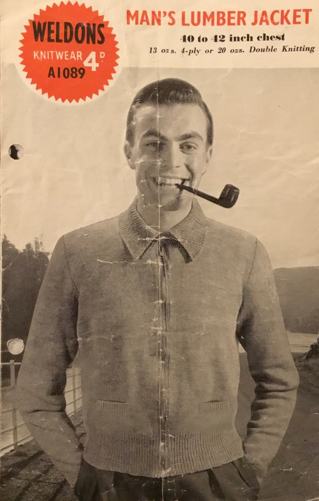 Weldons Mans Lumber Jacket Knitting Pattern No.a1089 Chest Etsy