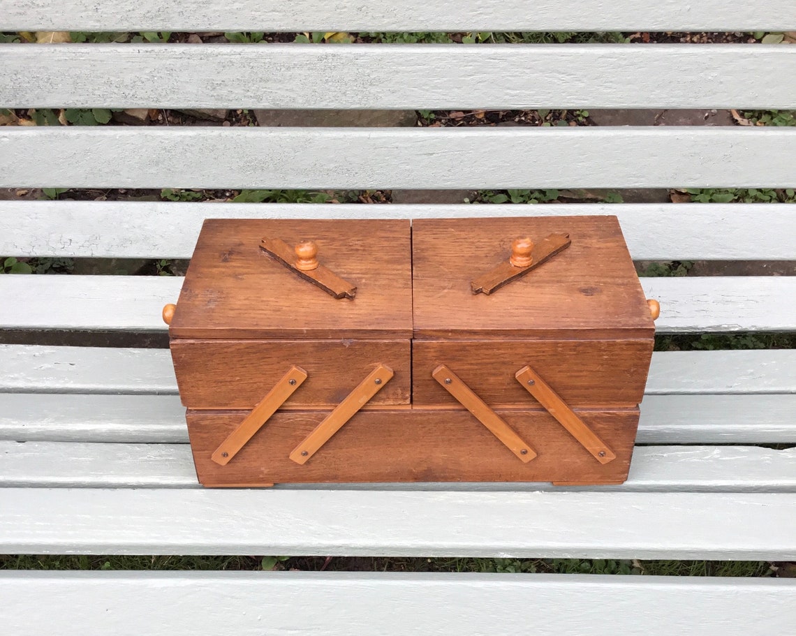 Vintage 2 Tier Cantilever Sewing Box Etsy UK