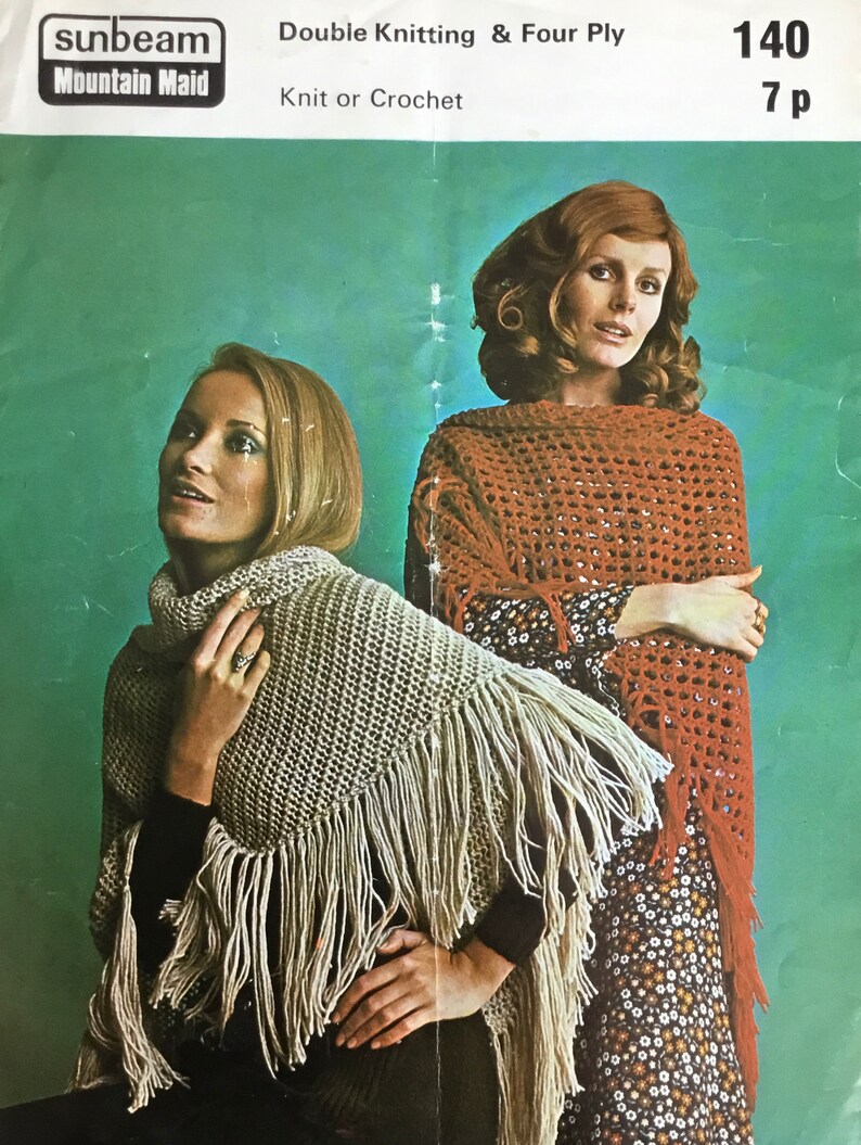 Vintage Sunbeam Shawl to Knit it Crochet Pattern no. 140 image 1