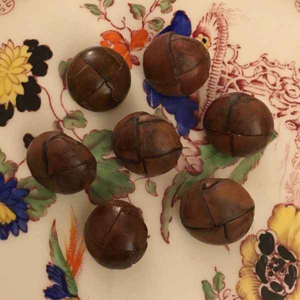 Vintage Brown Leather Buttons