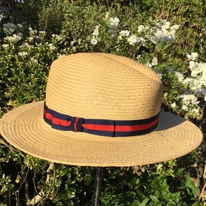 Vintage Straw Fedora Hat - Medium 56.5-57cm