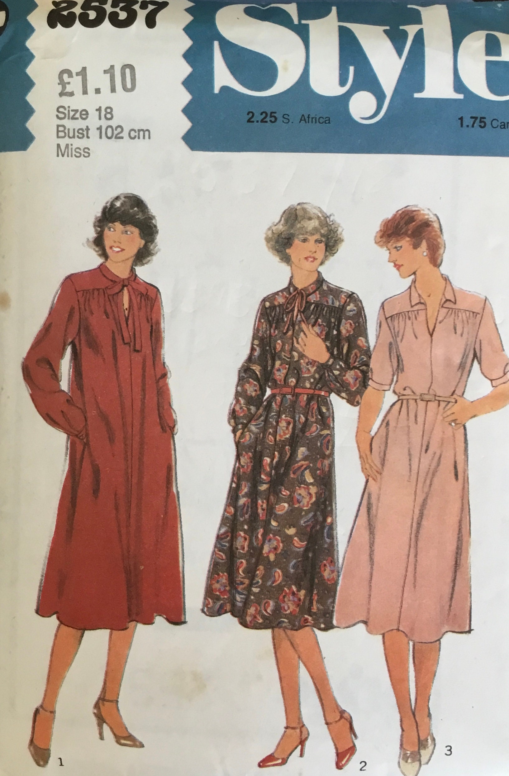 Vintage 1978 Style Patterns Misses’ Dress Sewing Pattern no.2537 - Size 18 / Bust 40” - 102cm Vintage 1978 Style Patterns Misses’ Dress Sewing Pattern no.2537 - Size 18 / Bust 40” - 102cm