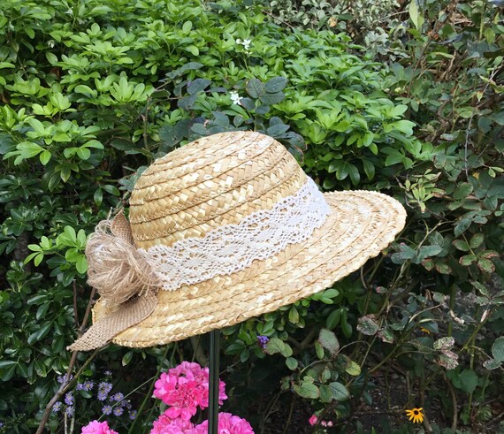 Classic Childs Straw Hat With Romantic 