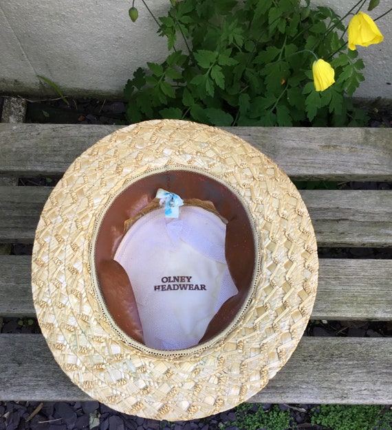 Vintage Olney Headwear Straw Boater Hat 