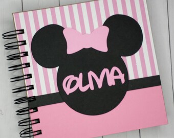 Disney Autograph Book Scrapbook Vacation Photo Book Minnie Mouse pink stripes mrc