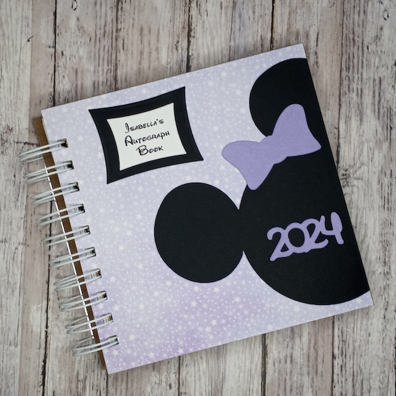 2024 Disney Autograph Book Scrapbook 80 Pages Personalized Vacation Photo  Book Celestial Purple 