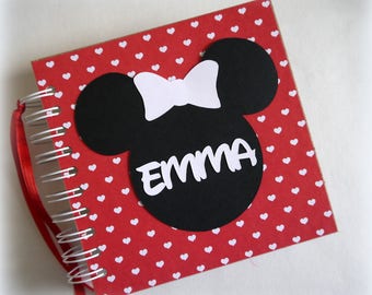 Shop Favorite! 80 pages Custom Personalized Disney Autograph Book Scrapbook Red with hearts Vacation Photo Book nw947