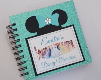 Disney Autograph Book Scrapbook Travel Journal Vacation Photo Album 257 glittery princess teal