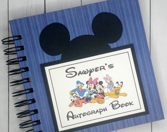 Disney Autograph Book Scrapbook Travel Journal Vacation Photo Book classic favorite big 6 blue stripes