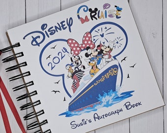 New for 2024! Disney Cruise Autograph Book Girls or boys Minnie Bow Book  Scrapbook personalized Vacation Photo Book 80 pages4