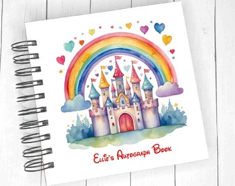 New! Disney Autograph Book Princess Castle Girls Disney Memories Book Scrapbook personalized Vacation Photo Book 80 pages classic rainbow