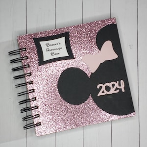 2024 Disney Autograph Book  pink glitter! scrapbook photo book  vacation 80 pages reveal gift