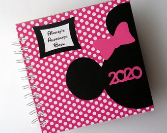 Now for 2024 Disney Autograph Book 80 pgs polka dots PERSONALIZED   Scrapbook Disney Vacation Photo Book pink polka dot spring