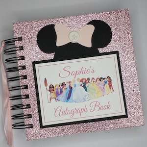 Disney Autograph Book Scrapbook Travel Journal Vacation Photo Album 258 glittery princess