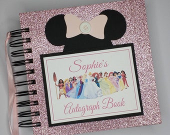 Disney Autograph Book Scrapbook Travel Journal Vacation Photo Album 258 glittery princess