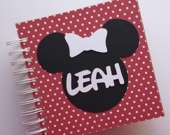 Disney Autograph Book red with mini polka dots personalized  Photo Book leah