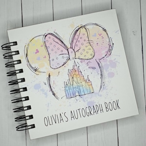 Disney Autograph Book Princess Castle Girls Minnie Bow Book Scrapbook personalized Vacation Photo Book 80 pages image 1