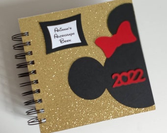 2024 Disney Autograph Book  gold glitter! scrapbook photo book  vacation 80 pages reveal gift