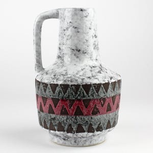 vase vintage en céramique de Haldensleben, vintage des années 60, poterie est-allemande, milieu du siècle, vase en céramique rouge noir blanc, pichet en céramique mcm