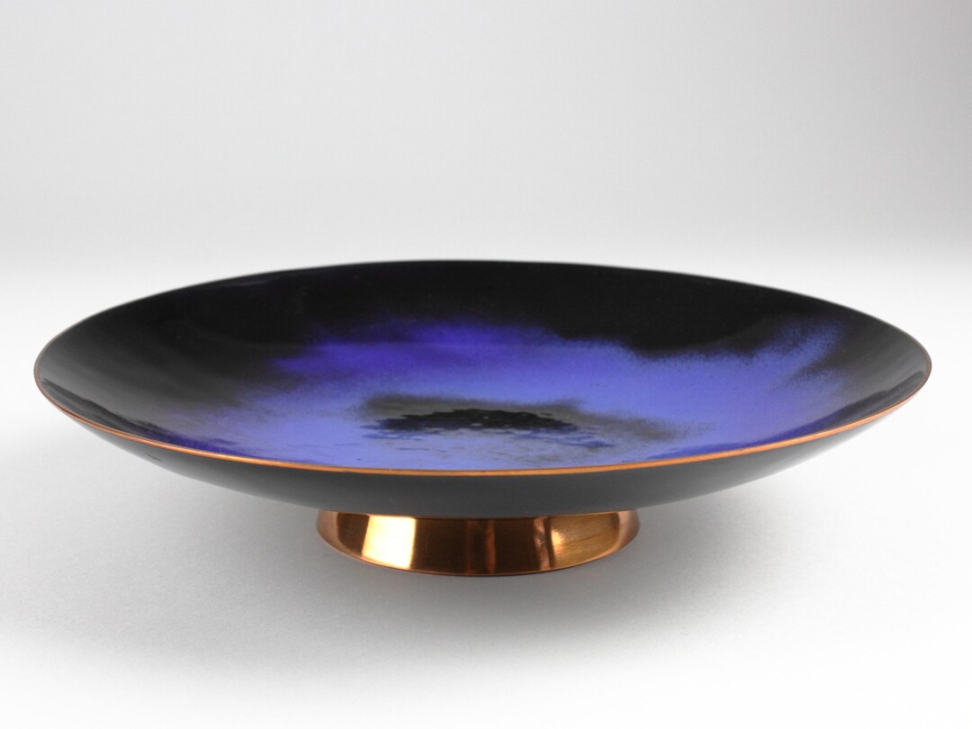 Vintage Copper Bowl Blue Black Enamel Plate German Arts and Etsy