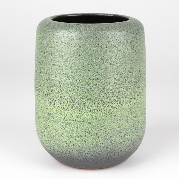 Turquoise studio ceramic vase by Römhild, East German pottery, Mid Century 60s, mcm cylindrical green ceramic vase