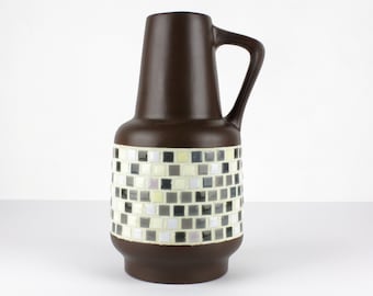 ミッドモダンセラミック花瓶 ブルブラウン/彫刻的なセラミック花瓶