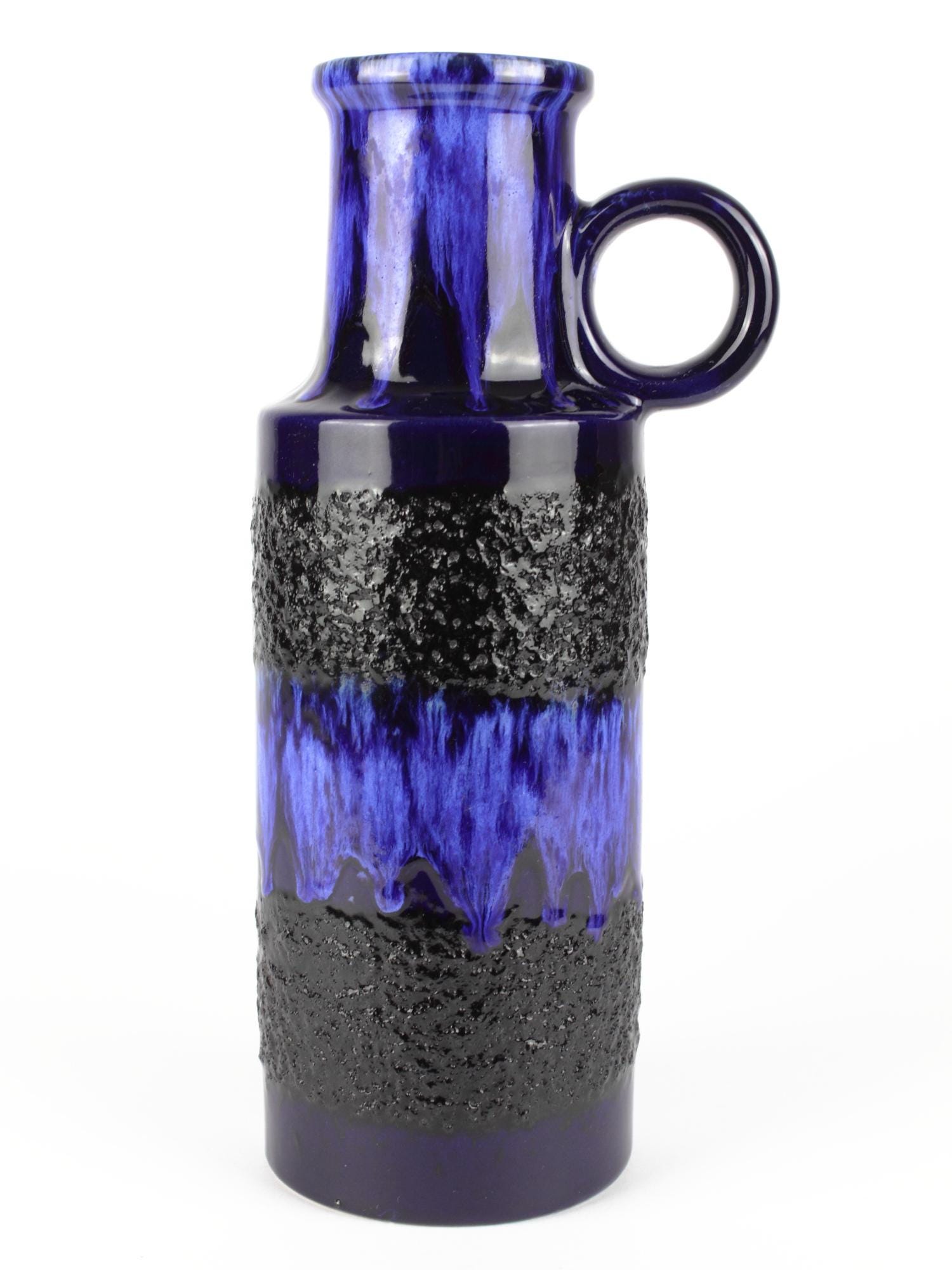 Scheurich Ceramic Vase 401-28 Blue Fat Lava , West German Pottery