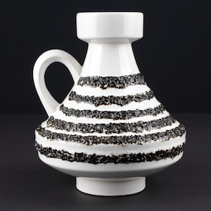 Ilkra fat lava ceramic vase, white black fat lava, west German pottery, Mid Century 70s fat lava vase