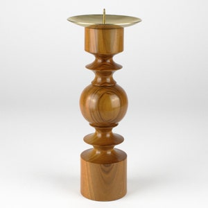 Wooden vintage candle holder, turned from wood, mcm, East Germany, Mid Century Modern 60s