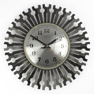 60s vintage wall clock sunburst starburst by Weimar, east Germany, mid century