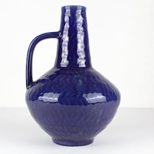 Tall blue Carstens ceramic vase, west German pottery WGP, Mid Century, WGP blue vintage ceramic vase