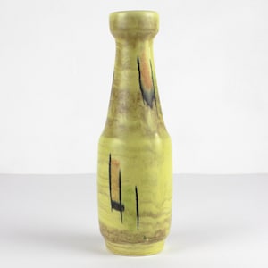 Tall 50s vintage ceramic vase, west German pottery, Mid Century, pastel yellow ceramic vase