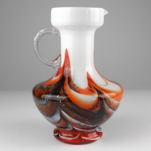 Opaline Florence glass vase, orange white glass vase, 70s, Italy, mid century, vintage glass vase