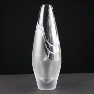 Mcm Tall design glass vase, cut block glass vase, clear crystal glass vase from mid century, west Germany