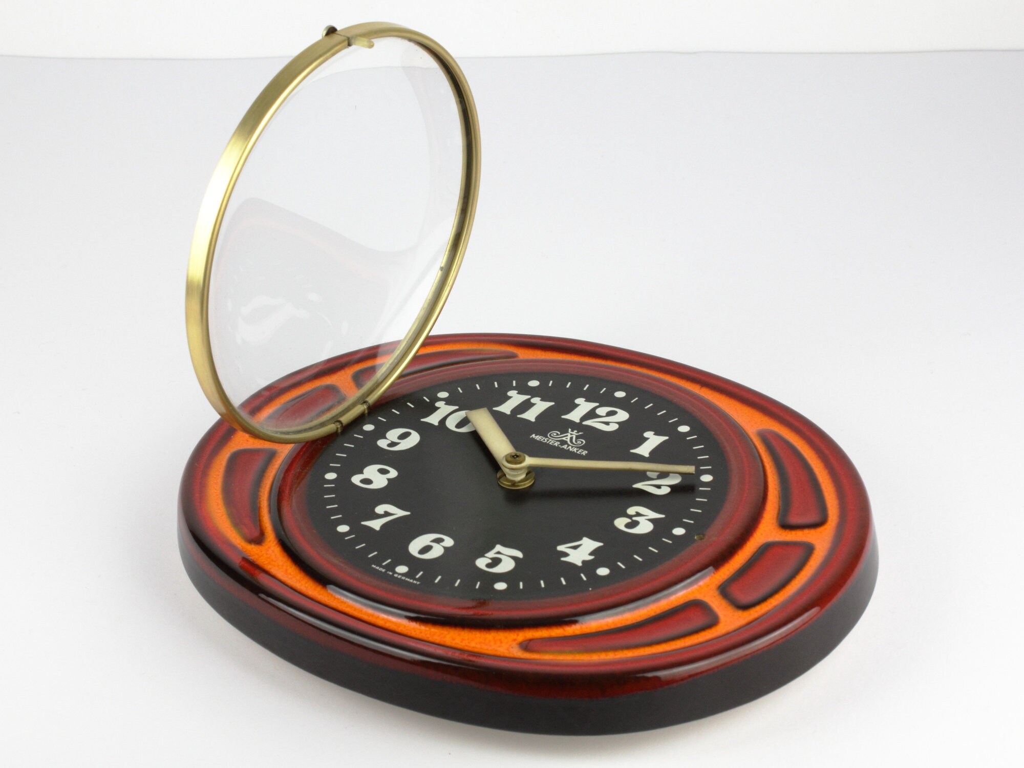 70er Jahre Küche Wanduhr rot orange Keramik Uhr | Etsy