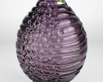 曲線的な紫色のガラス花瓶 ヒルシュバーグのヴィンテージ紫ガラス花瓶、西ドイツ、70 年代